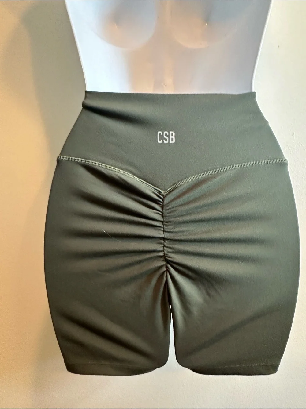 High-Rise Olive Green Women’s Stretch Performance Shorts